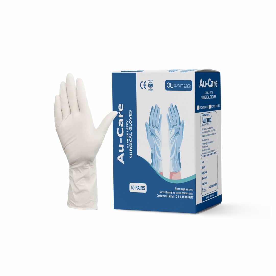 Au-Care Surgical Gloves — Size 6.5 (18+ Gm)